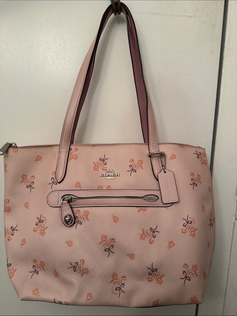 Coach Pink Floral Tote with Rose Accents